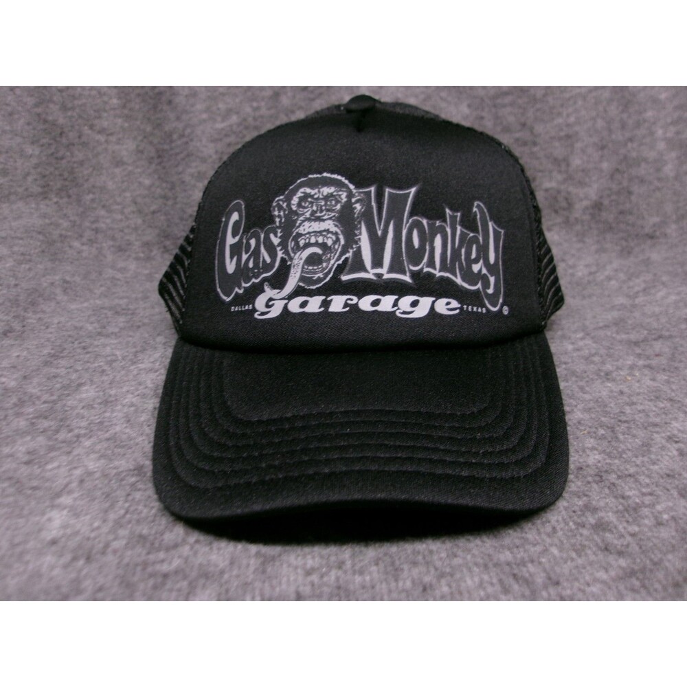 Gas Monkey Garage Hat Ball Cap Strap Back Adjustable Adult Black Mesh Trucker